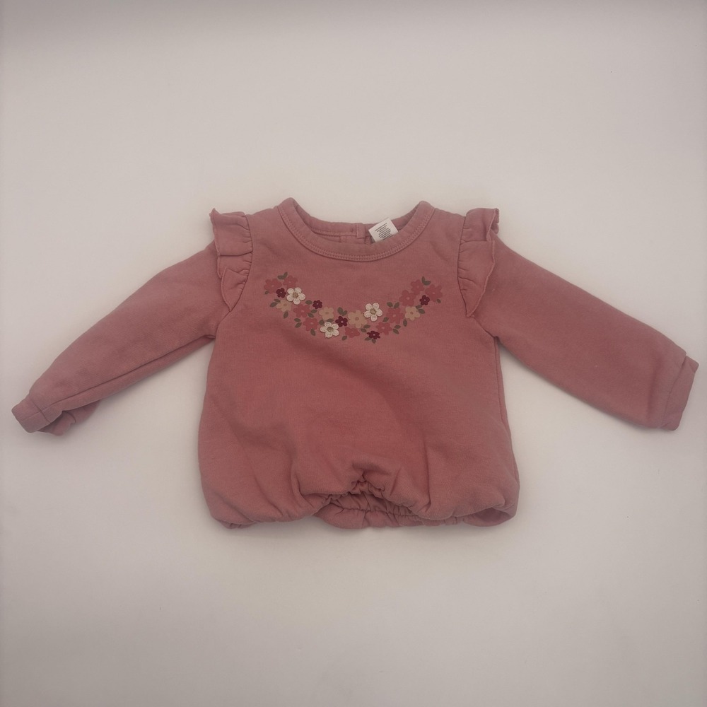 Little Lass Shirt Girls 18-24M Pink Floral Ruffle Long Sleeve Knit Top